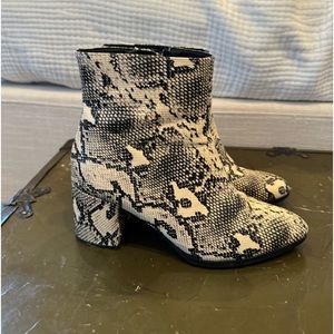 Snakeskin heeled ankle boots